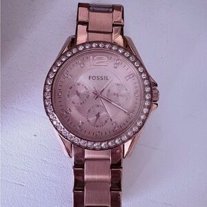 Fossil Women's Pink Watch with Crystal Accents